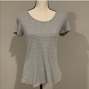 Lularoe Classic T Gray White Striped Ribbed